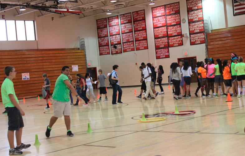 The rain caused the first-ever Freshmen Field Day to be moved to the gym.