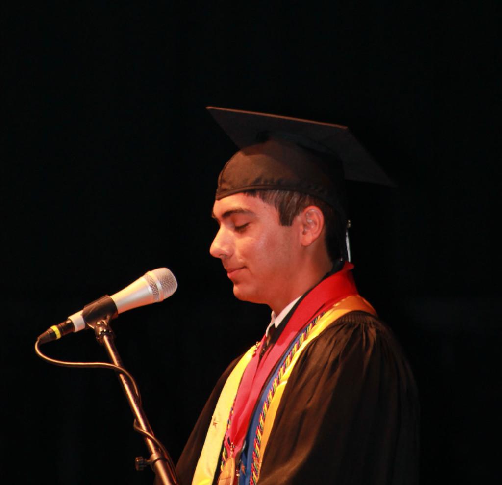 Salutatorian Jorge Aguilar addresses the graduates.
