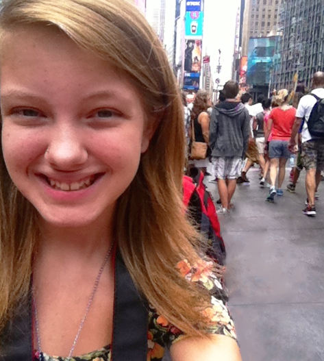 Emily Sleezer in New York City; the city of her dream school NYU.