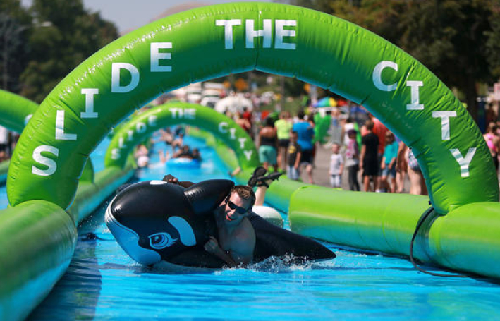 A promotional photo from the event sponsor, Slide the City.