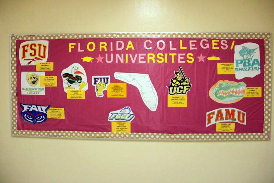 Located+towards+the+end+of+the+Freshman+hallway%2C+a+bulletin+displaying+Florida+Universities+is+there+for+all+to+see+and+holds+information+about+each+school.
