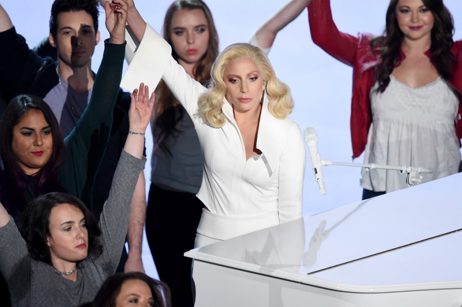 HOLLYWOOD, CA - FEBRUARY 28:  Lady Gaga performs onstage during the 88th Annual Academy Awards at the Dolby Theatre on February 28, 2016 in Hollywood, California.  (Photo by Kevin Winter/Getty Images)