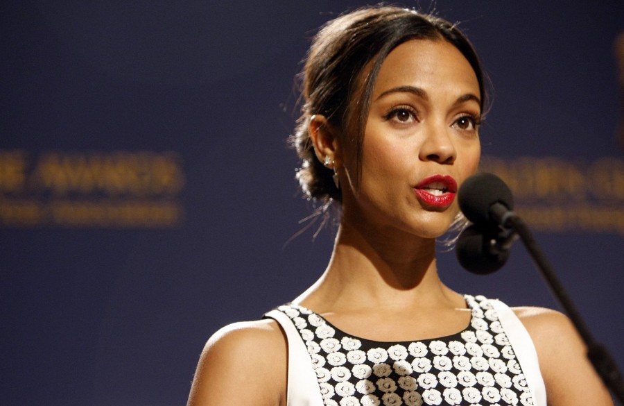 Zoe Saldana announces nominations for the Golden Globe Awards on Dec. 12, 2013, in Los Angeles. (Al Seib/Los Angeles Times/MCT)