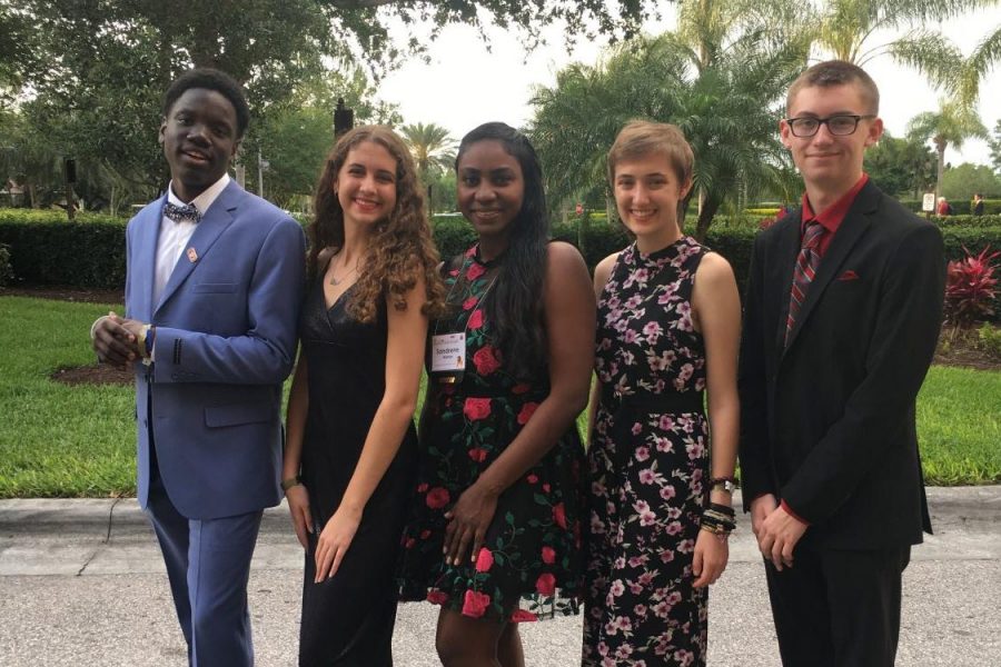 Santaluces Key Club officers and their sponsor before the governors banquet and ball.