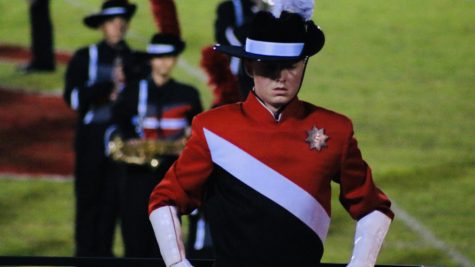 Ryan Jayne, Drum Major, leads his sections.