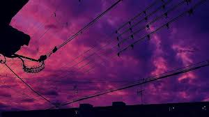 Tokyo sky lights up purple before the Typhoon hits.
