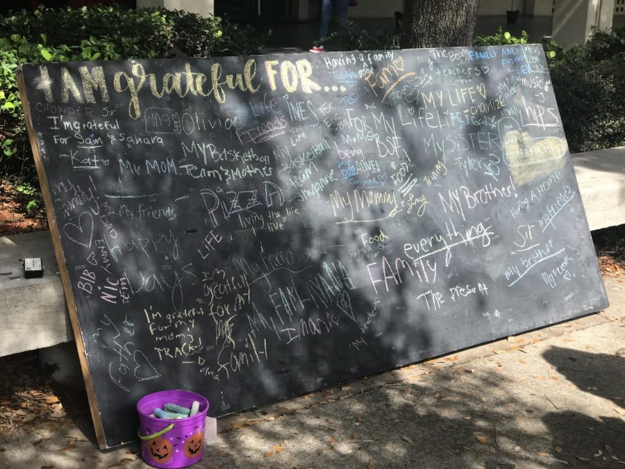 The "I am grateful for..." board is stuffed full of things Chiefs are grateful for.