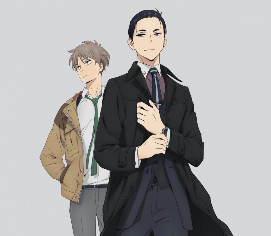 The lead characters of The Millionaire Detective - Balance: Unlimited Daisuke Kambe (front) and Haru Kato (back).