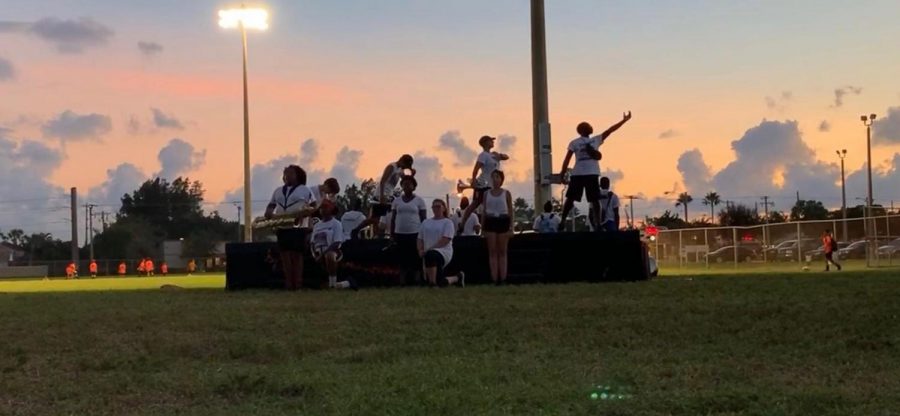 The Santaluces Marching Chiefs practicing their 2019 show Untamable.