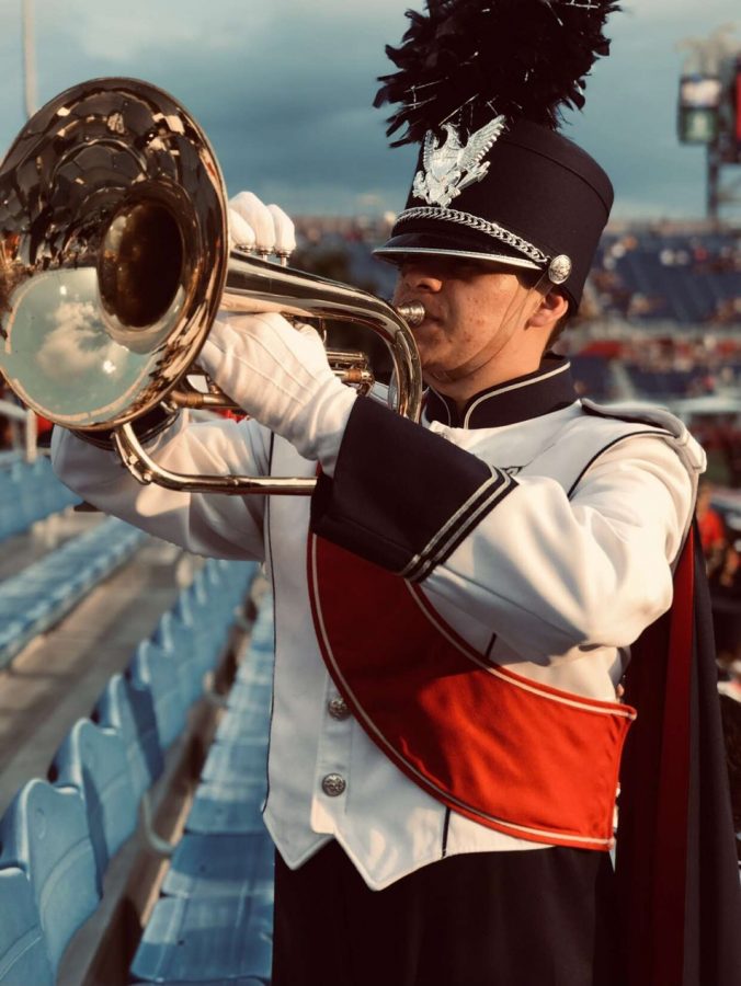 Giancarlo plays both Mellophone (Marching Band)  and French Horn (Wind Ensemble) 