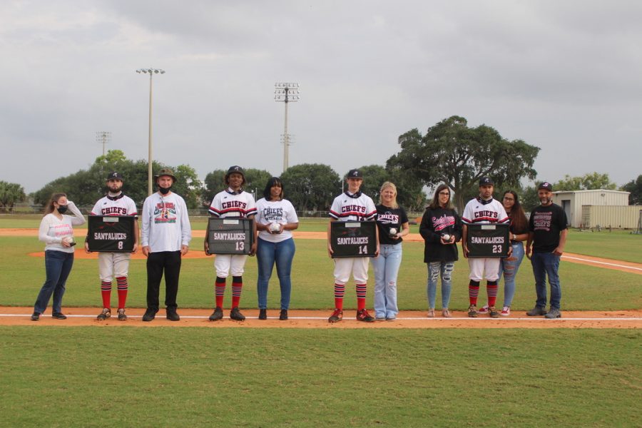 Chiefs celebrate their accomplishments and hard work on Senior Night against Boynton Beach High. 