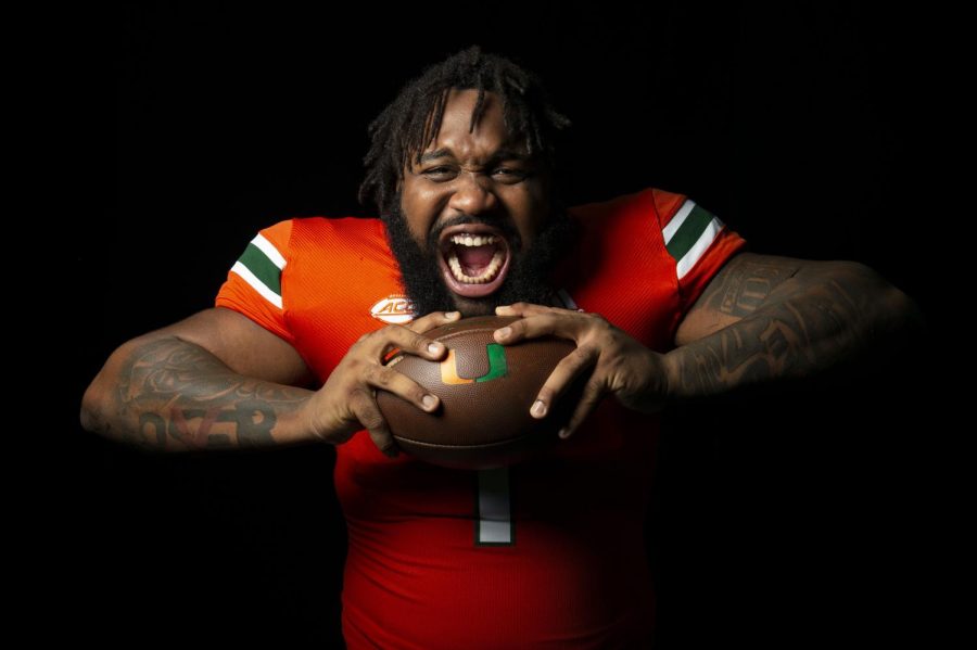 This photo of University of Miami's defensive lineman Nesta Jade Silvera is one of many emotion-filled photos Espada has captured of the Hurricanes throughout his career.