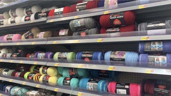 Rows and rows of different variations of yarn at a local Walmart!