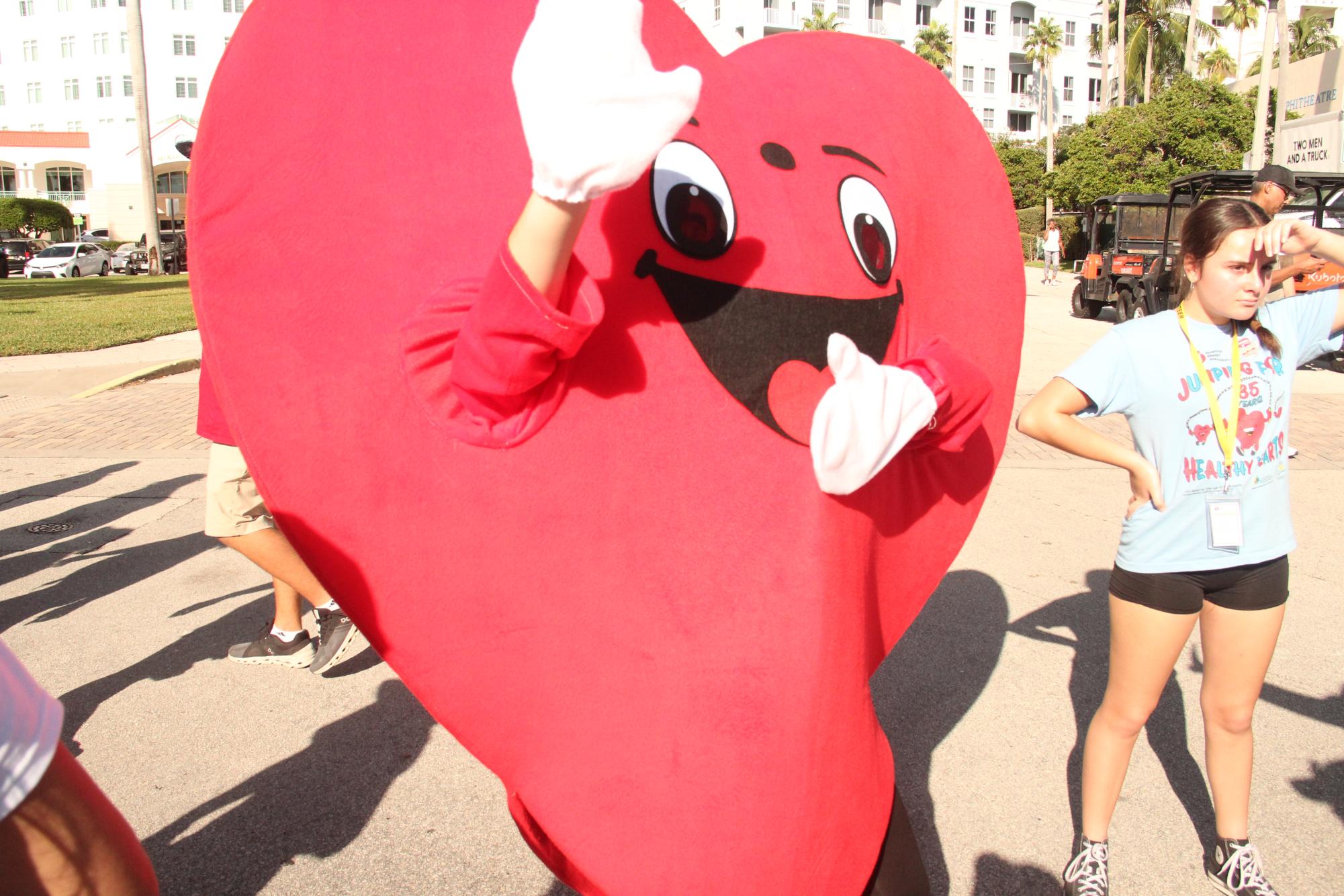 A picture of the heart mascot during the walk.
