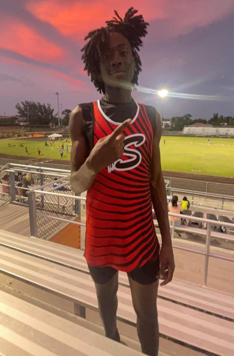 A picture of Santaluces High School track runner Nathaniel Louijene
