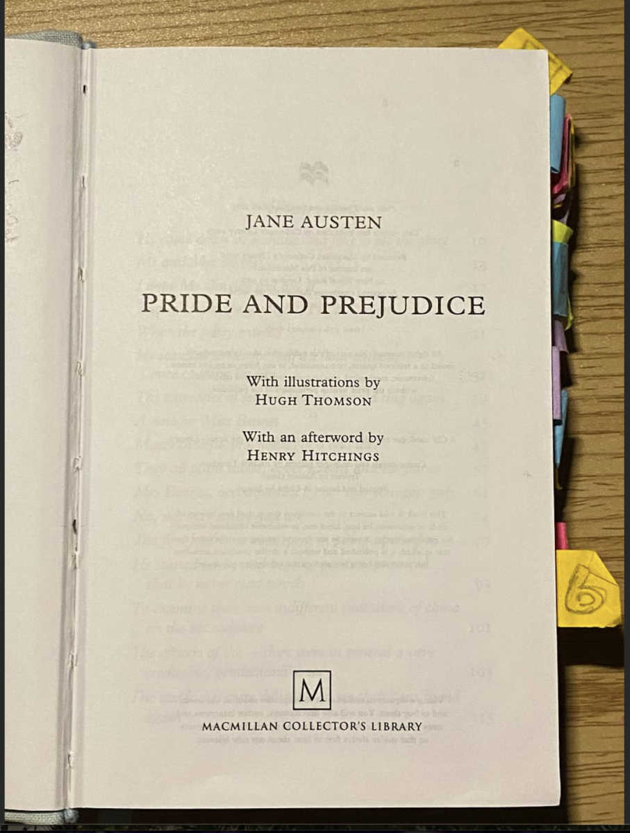 A copy of "Pride and Prejudice" by Jane Austen