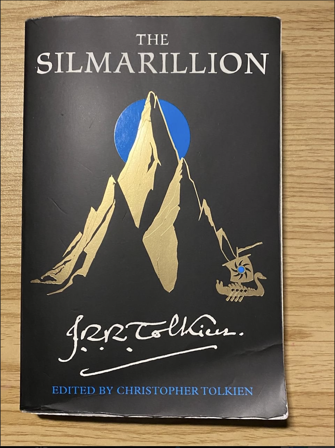 A copy of The Silmarillion by J.R.R Tolkien 