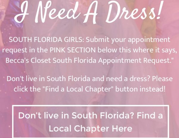 The appointment request section for South Florida and non-South Florida residents on the Becas Closet website(https://www.beccascloset.org/)