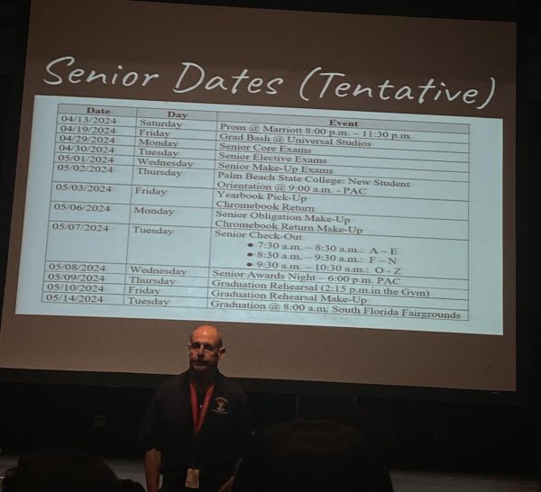 All of the updated senior event dates that were presented during 2nd period in the PAC.