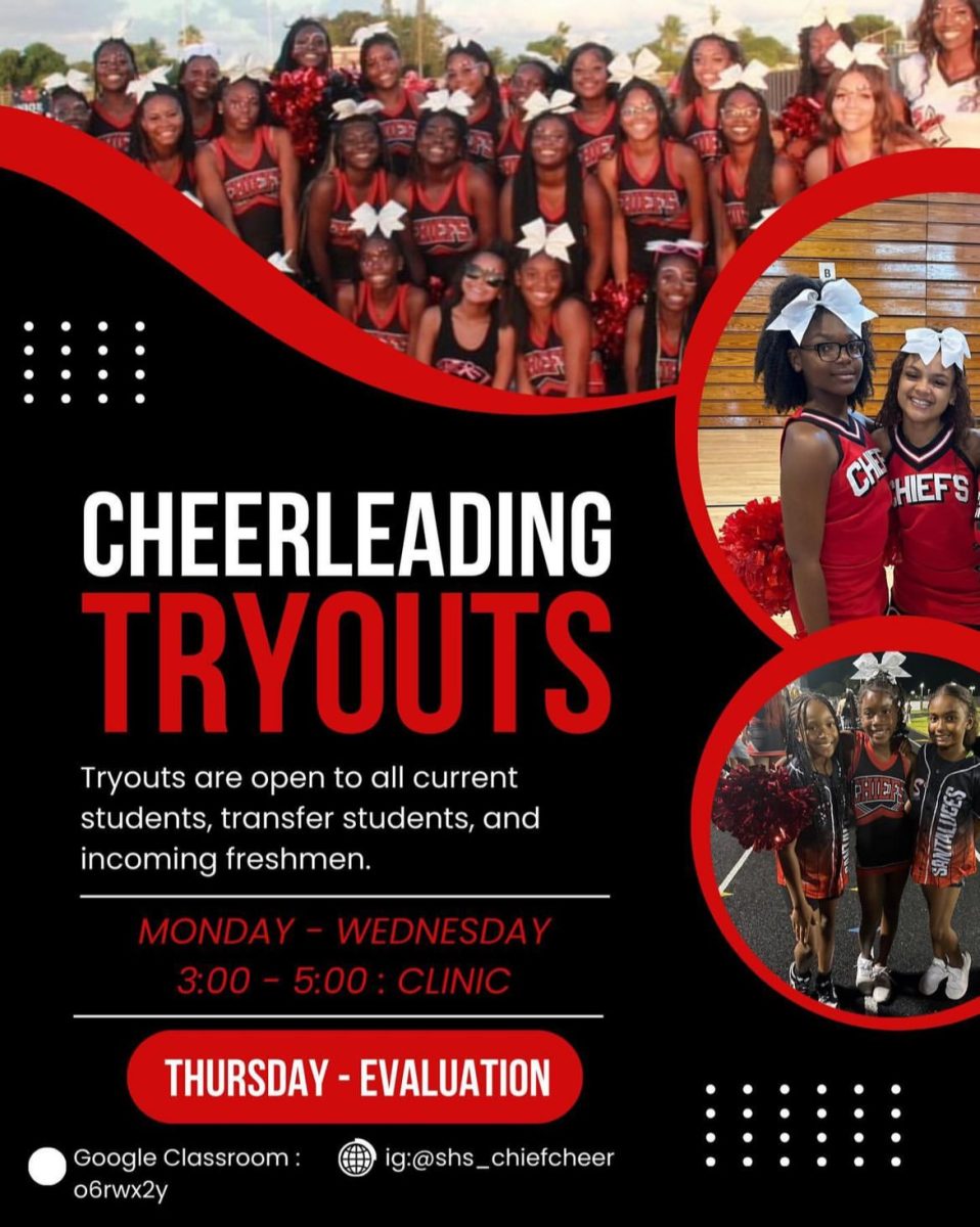 The flyer for cheer tryouts.