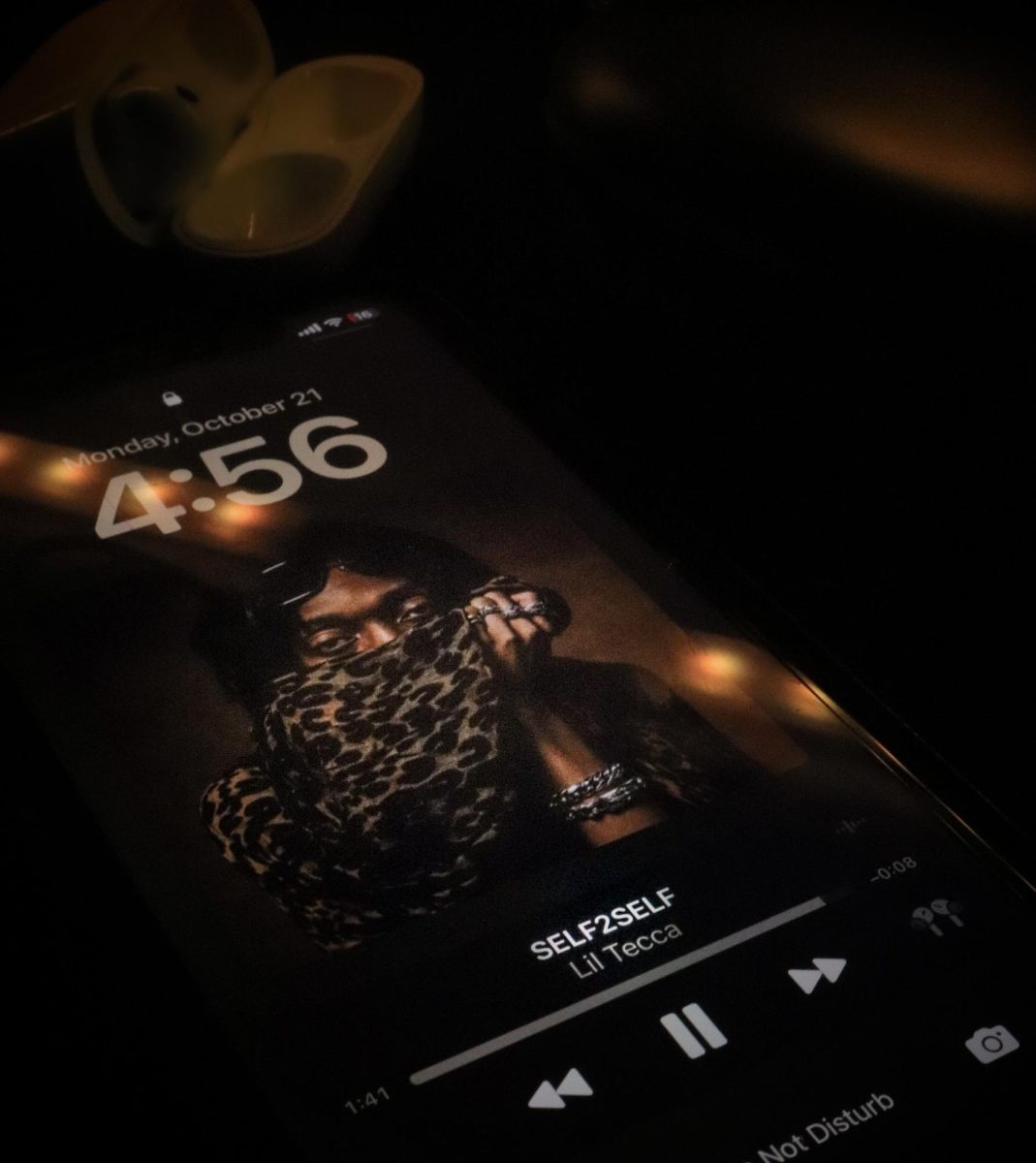 Photo of the album cover playing on a phone.