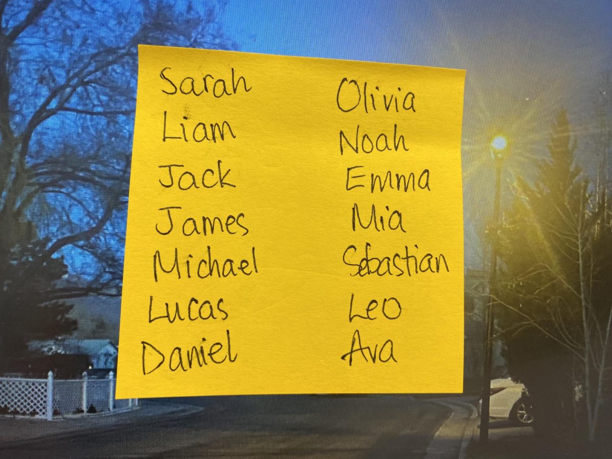 Various names on a sticky note.