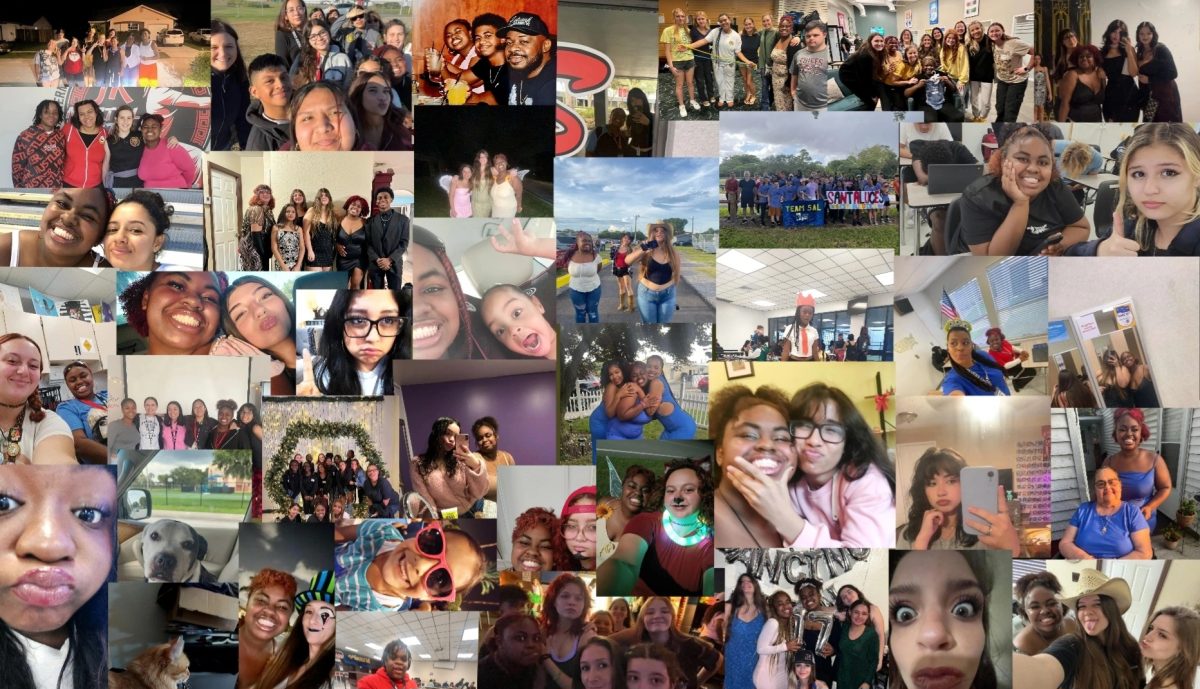 A collage of pictures of myself with friends and family.