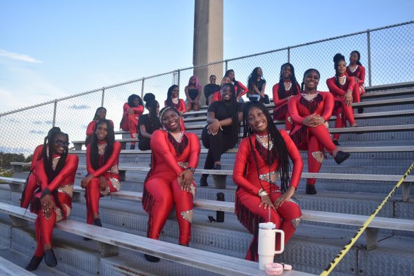 The dance team at the first football game of the 24-25 season. 