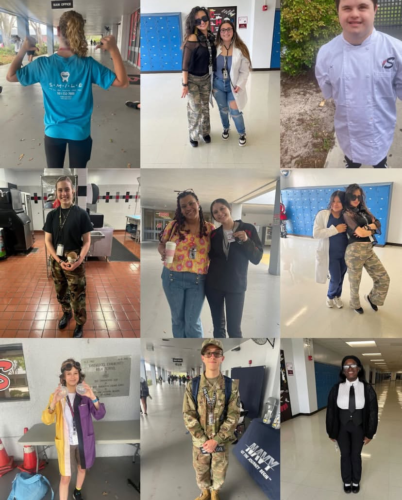 A collage of people who participated in dressing up.