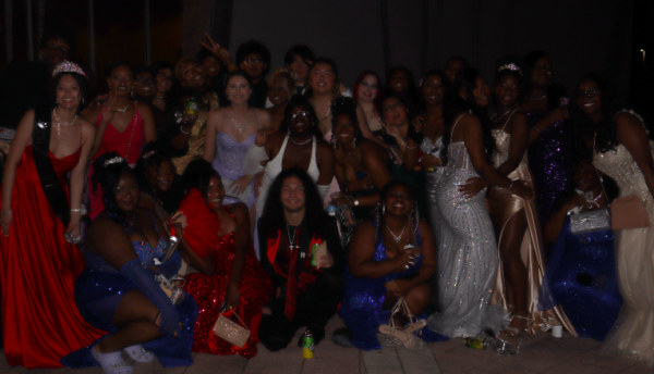 Group picture taken outside of prom.