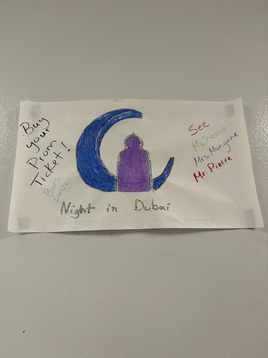 Prom ticket flyer in the 8000 building of Santaluces.