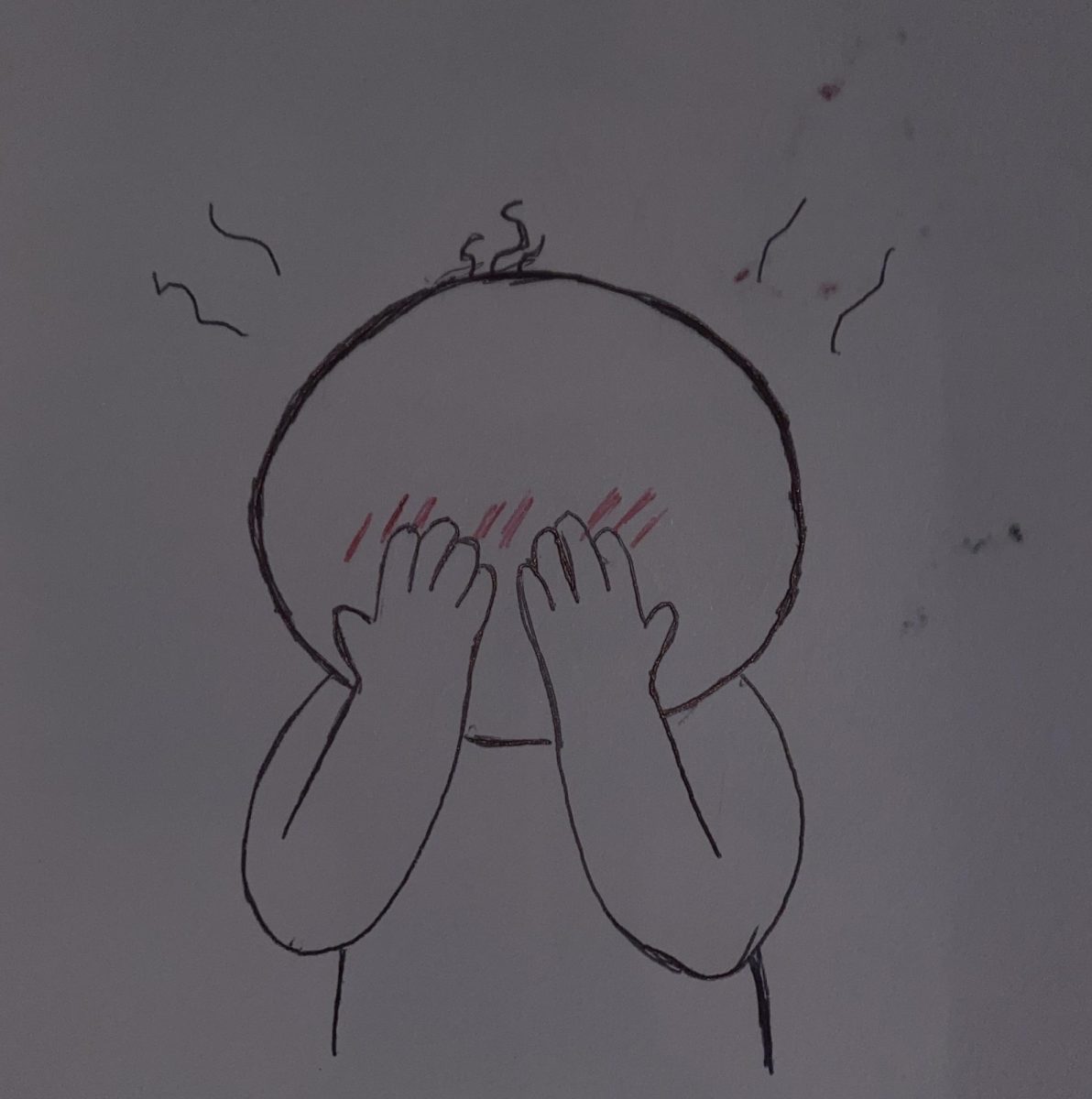 A person feeling the emotion of embarrassment.